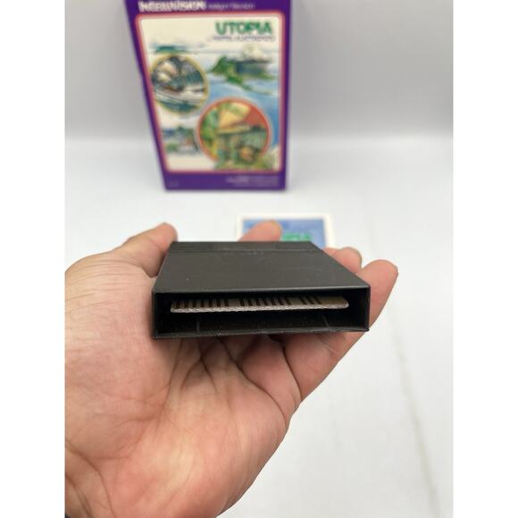 Utopia (Intellivision, 1981) Cart & Box Complete With Overlays - Picture 8 of 10